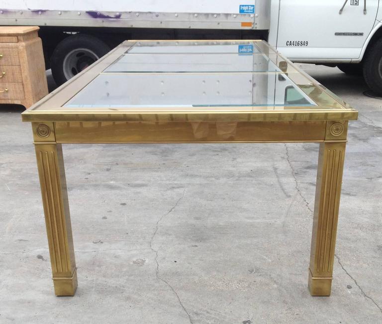 Brass and Glass Extension Table with Columnar Legs by Mastercraft at