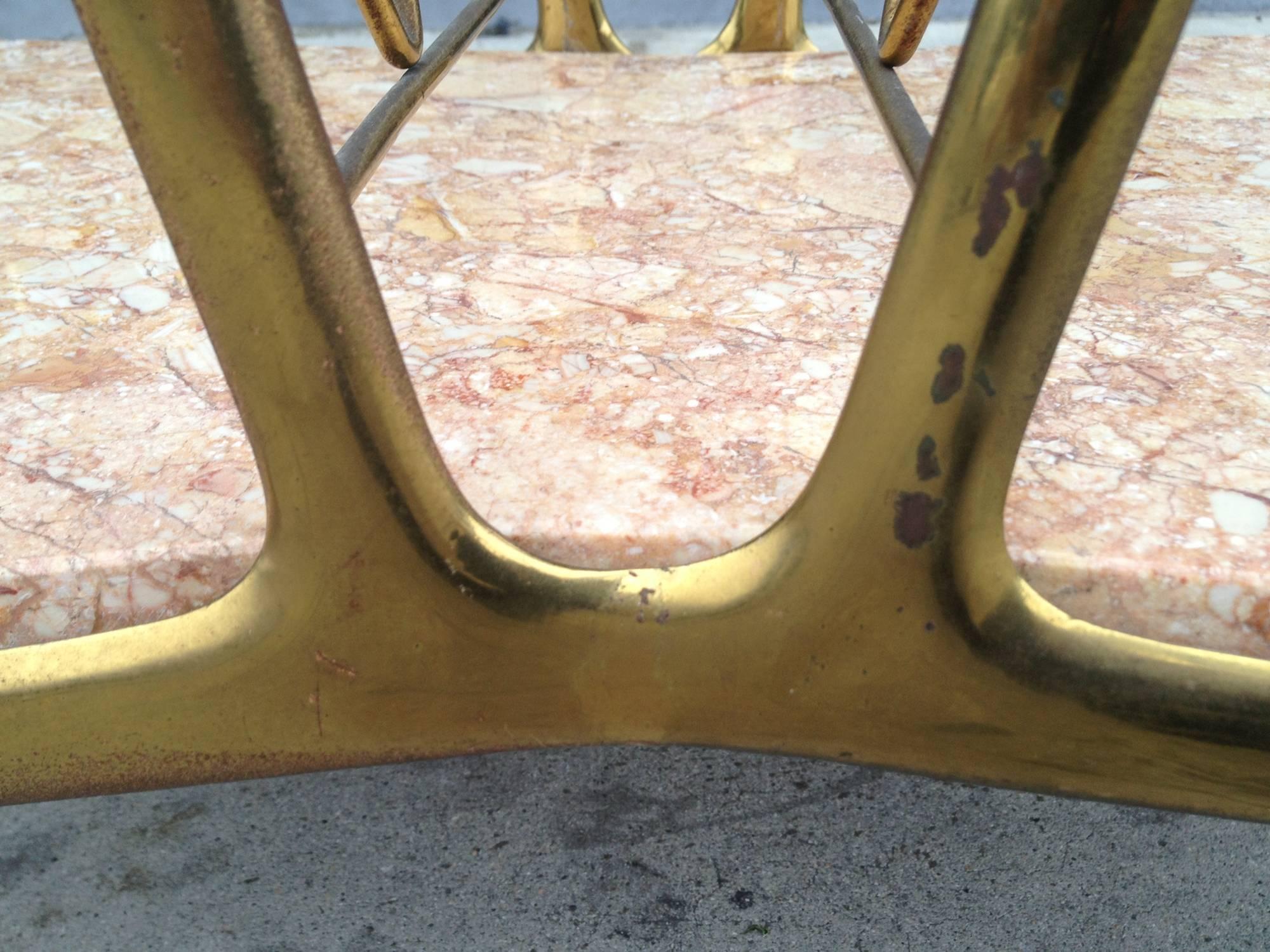 Italian Side Table in Marble, Brass and Glass In Good Condition In Los Angeles, CA