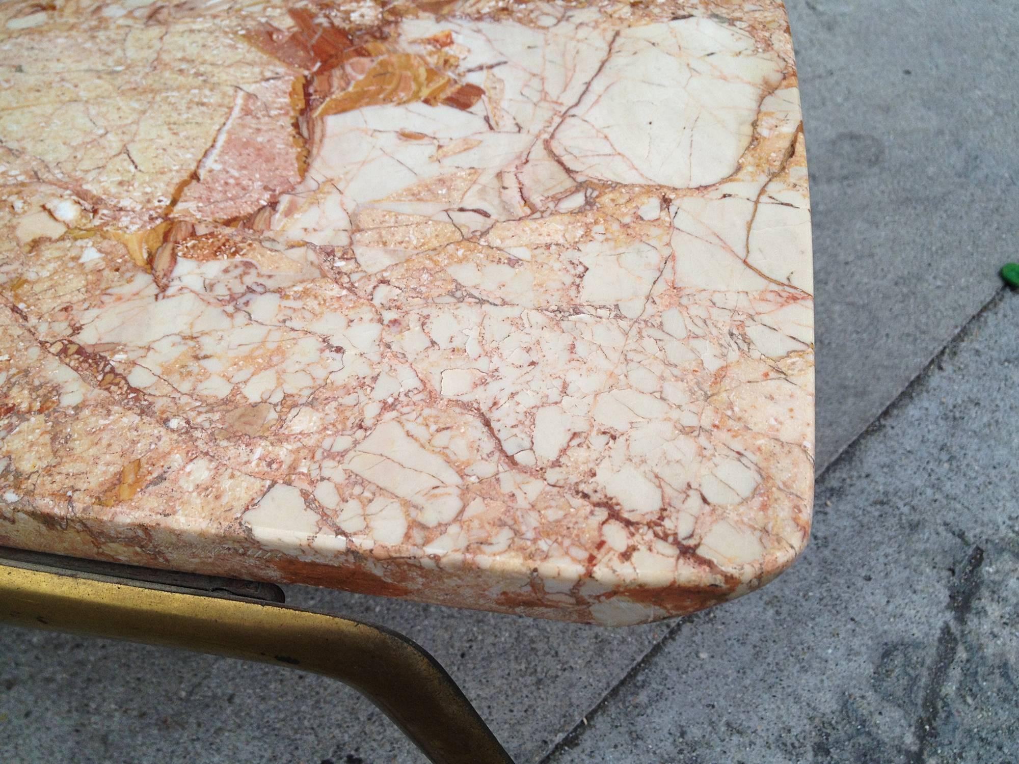 Italian Side Table in Marble, Brass and Glass 2