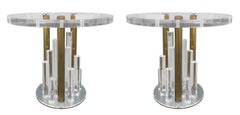"Loretta Jones" Side Tables in Lucite and Solid Brass by Charles Hollis Jones