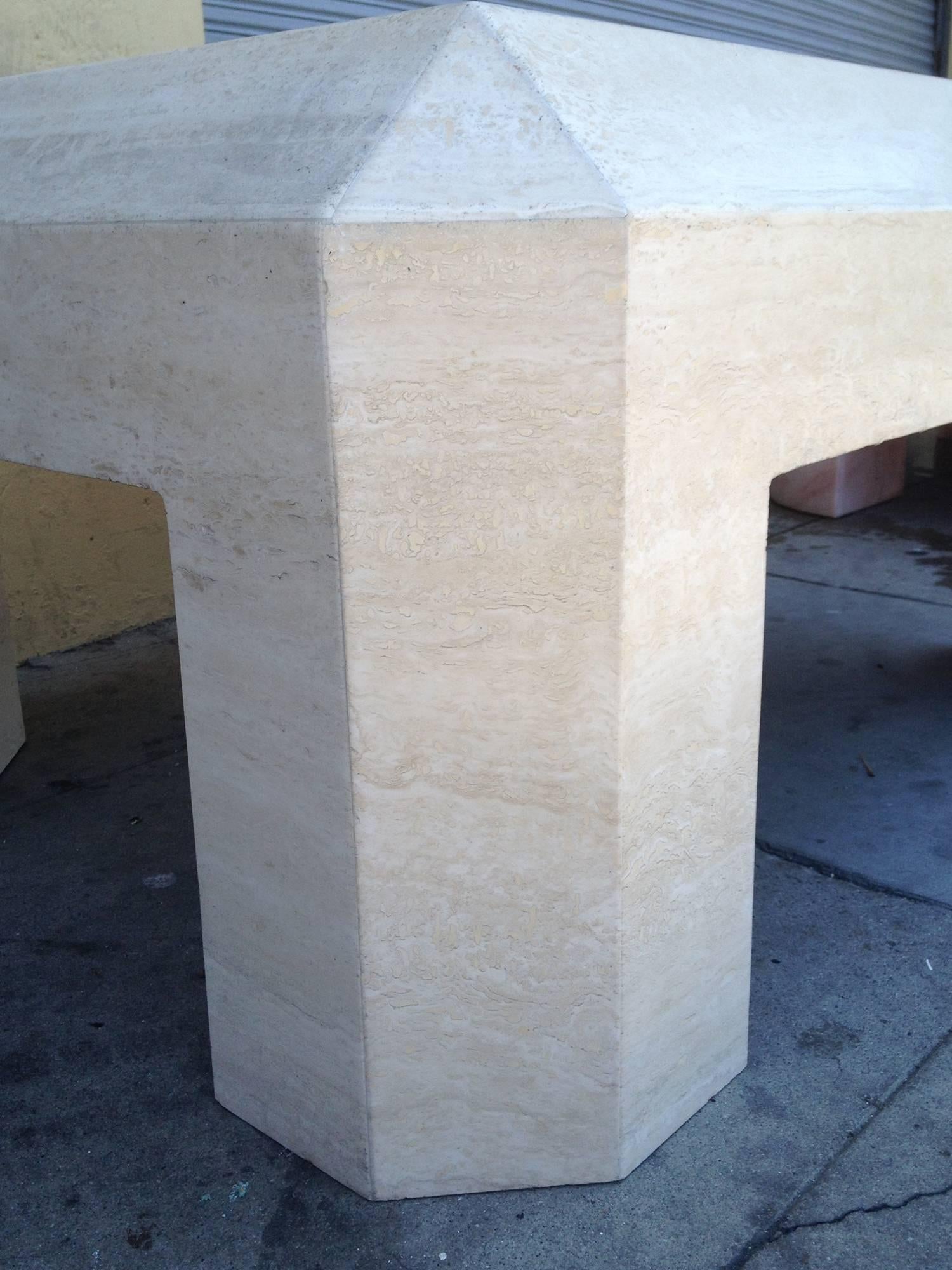 Beautiful Travertine Coffee Table In Good Condition In Los Angeles, CA
