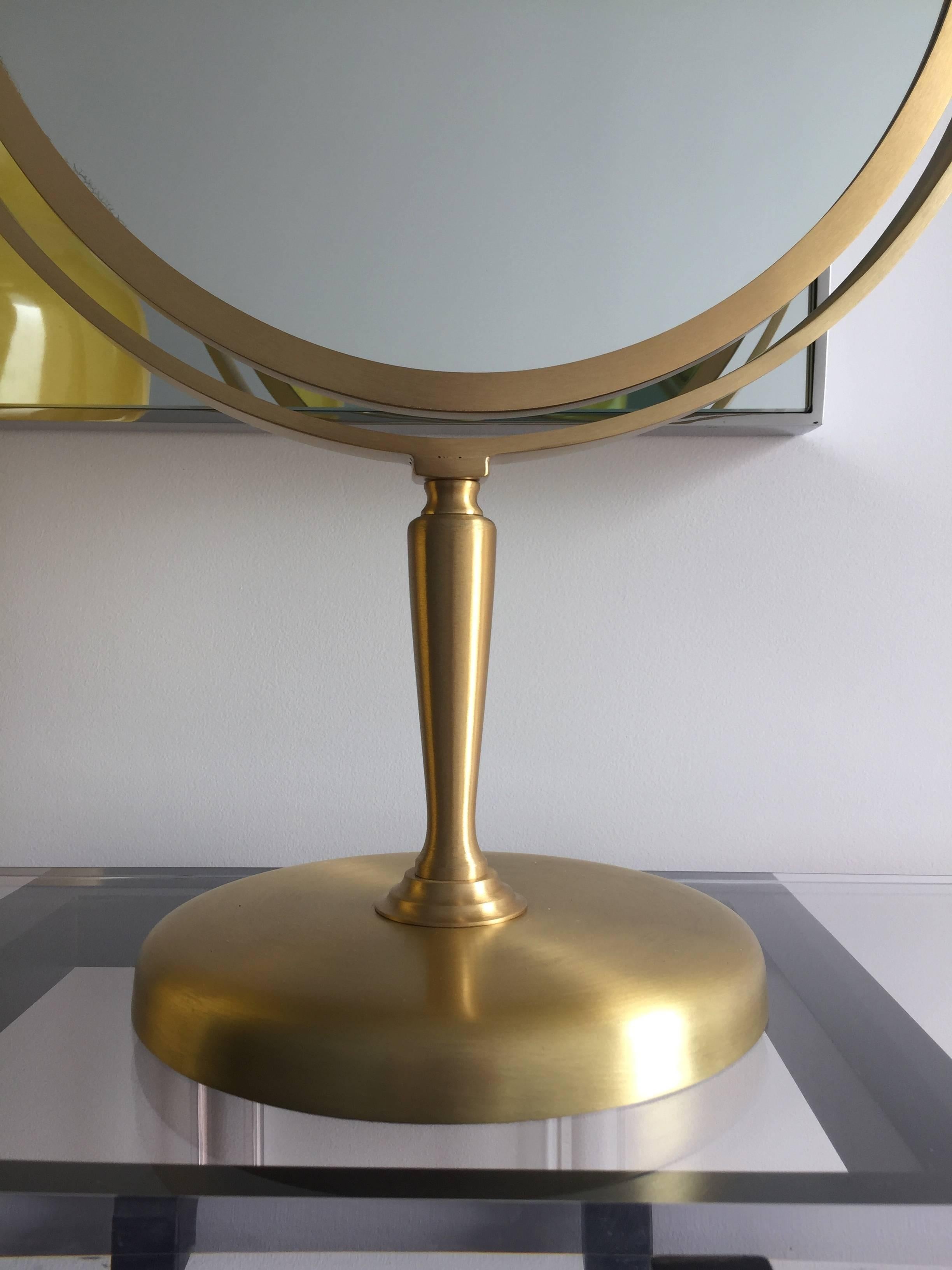 American Large Brass Vanity Mirror by Charles Hollis Jones For Sale