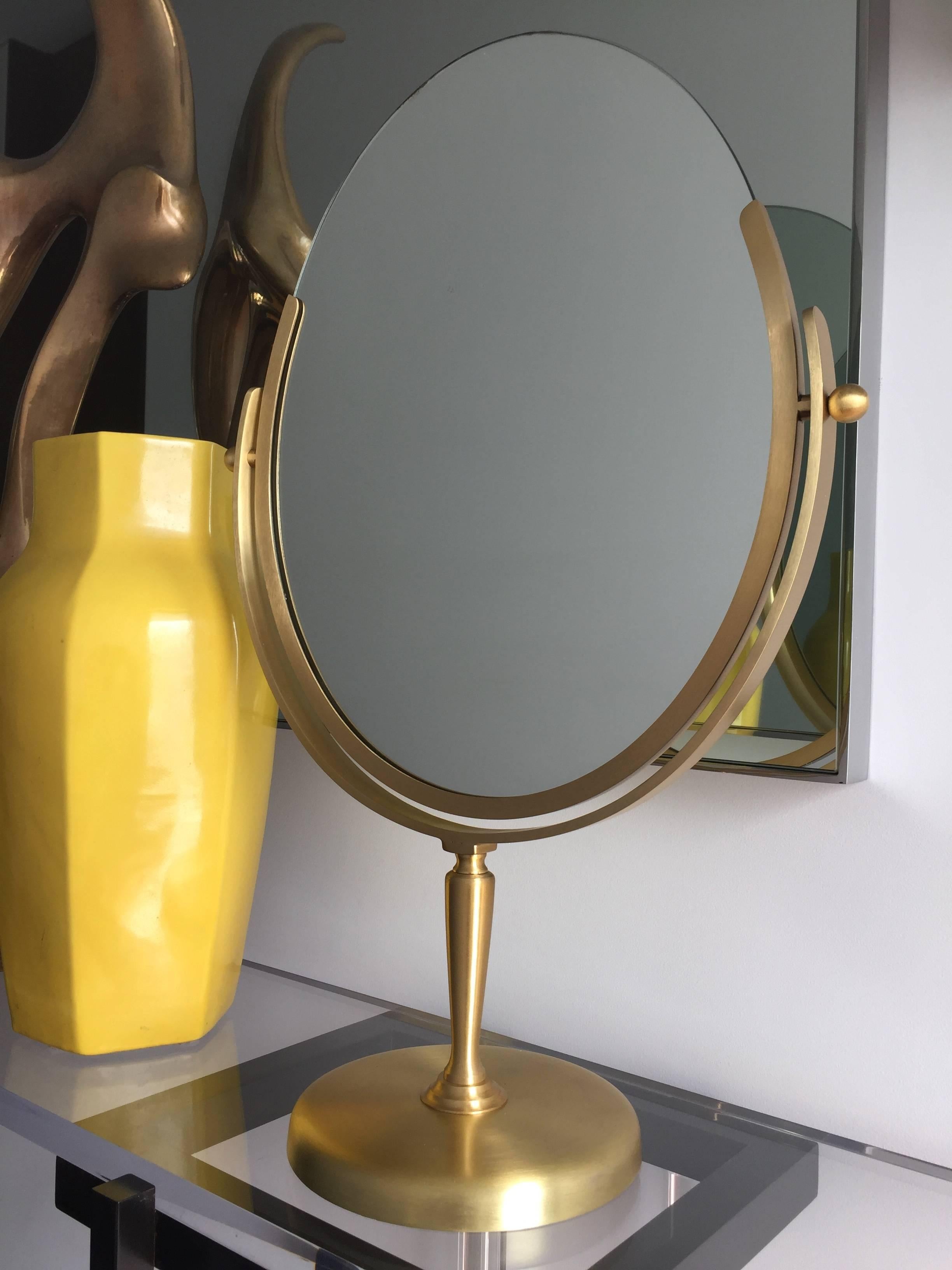 brass makeup mirror with lights