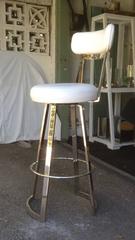 Four "Mathis" Barstools by Charles Hollis Jones in Polished Chrome