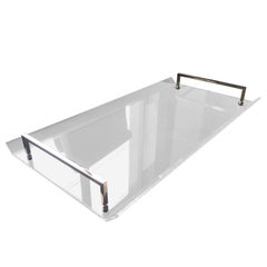 Serving Tray in Lucite and Polished Nickel by Charles Hollis Jones