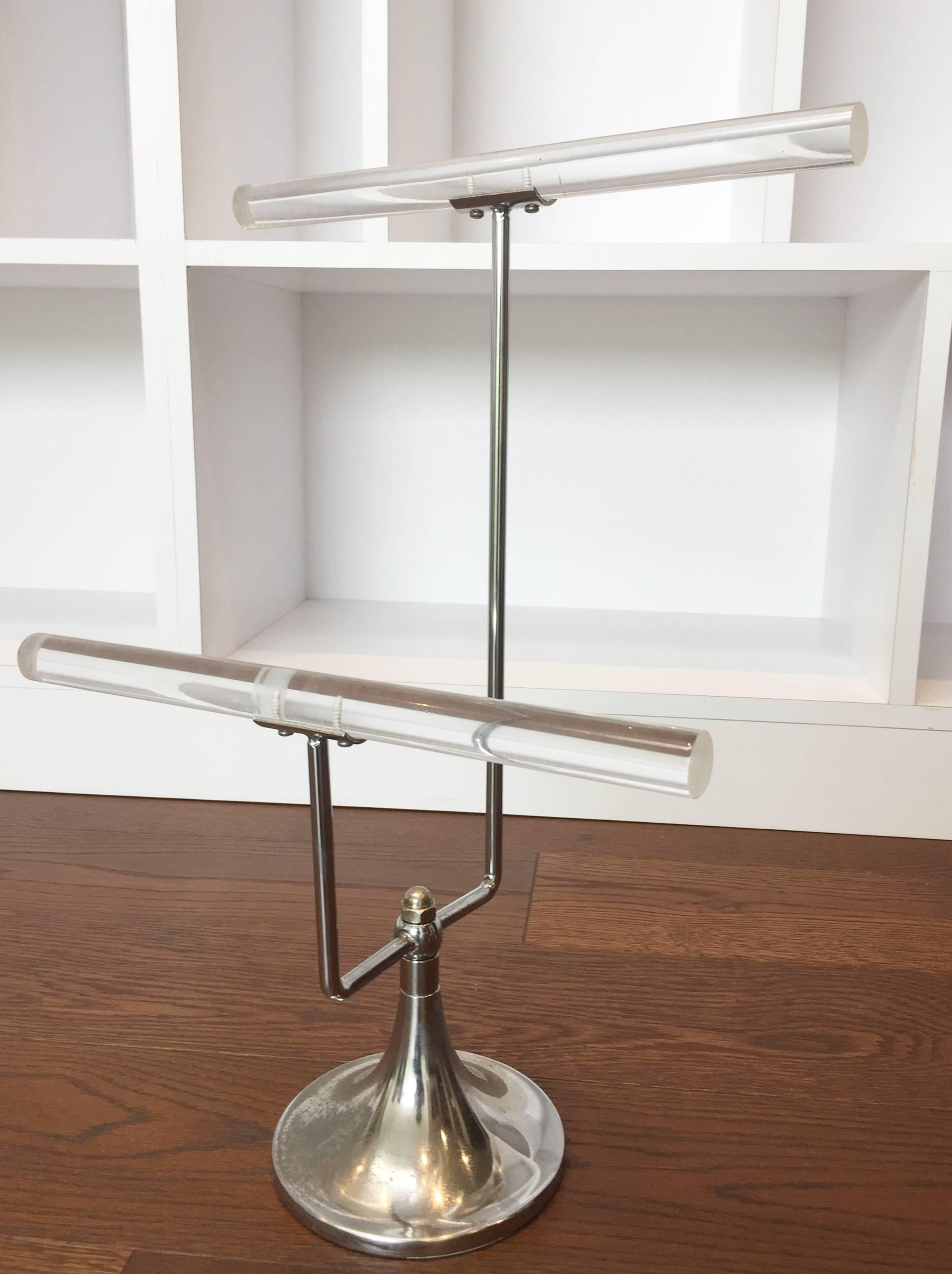 Mid-Century Modern Vintage Lucite and Nickel Jewelry Holder by Charles Hollis Jones For Sale