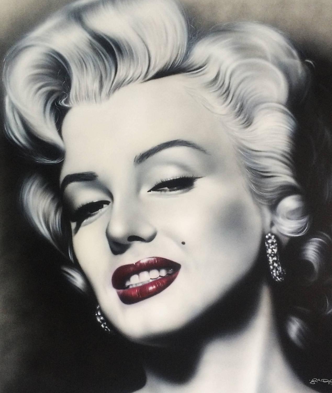 Large Oil on Canvas Marilyn Monroe Painting, Signed and