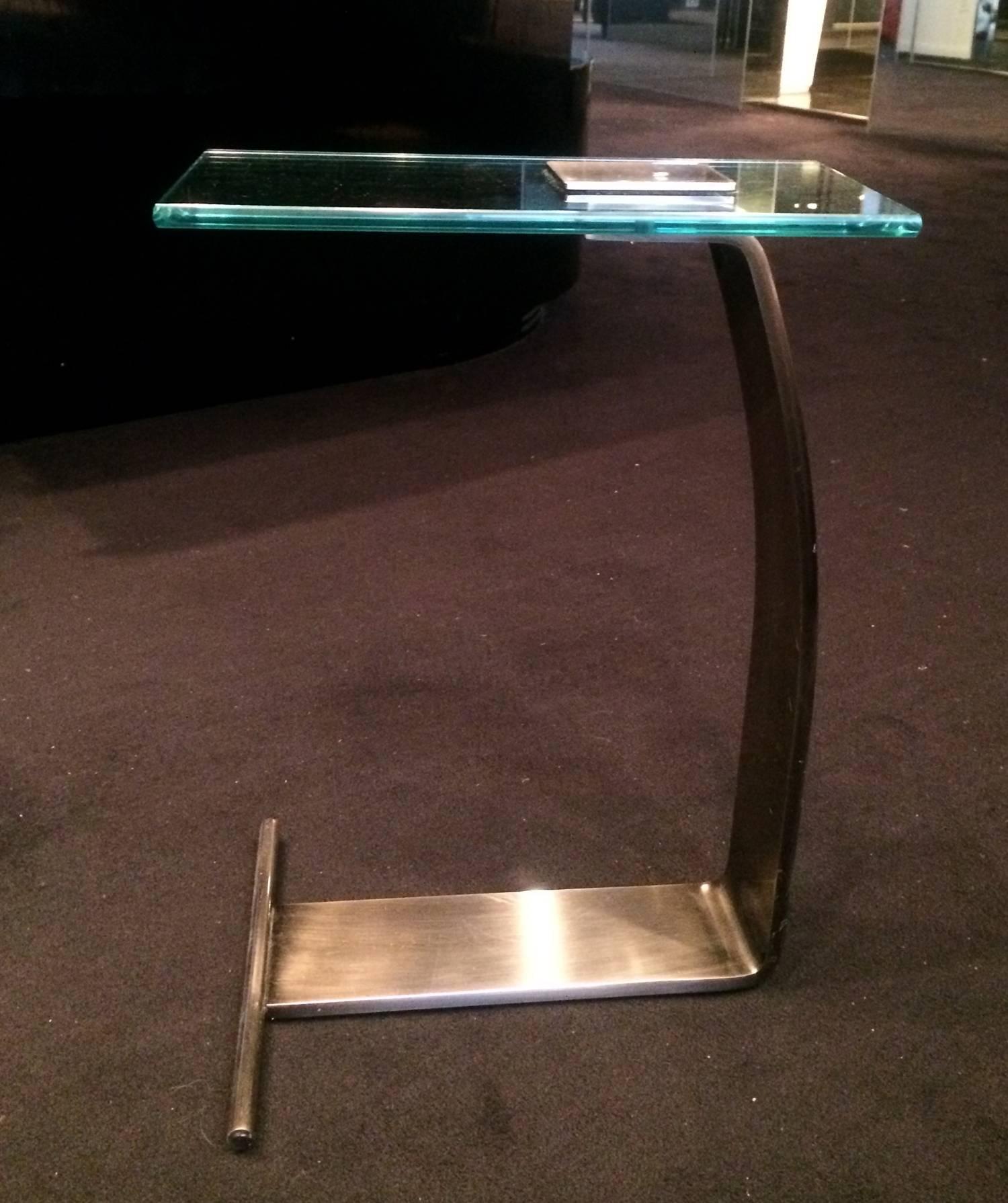 Nickel and Glass Side Table by Design Institute of America In Good Condition For Sale In Los Angeles, CA