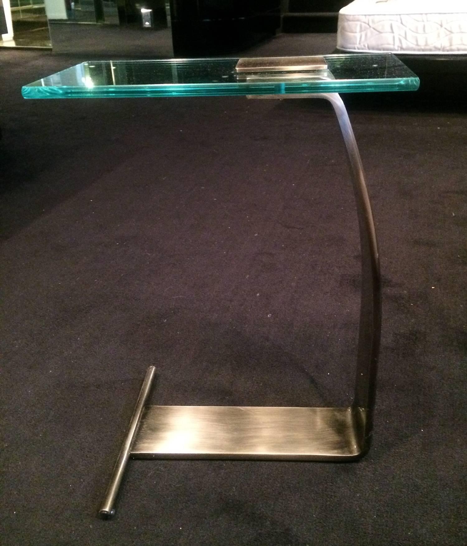 American Nickel and Glass Side Table by Design Institute of America For Sale