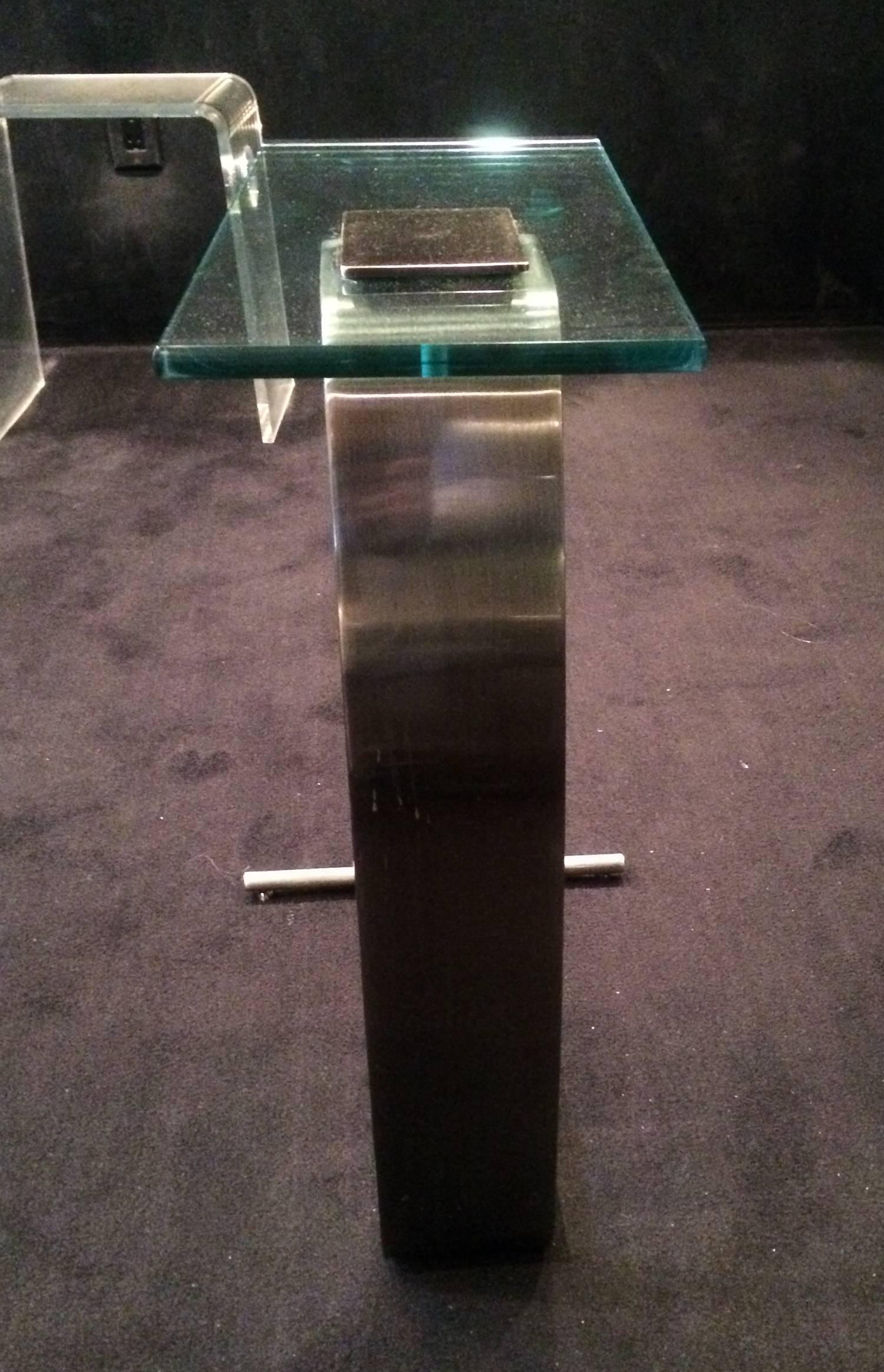 Late 20th Century Nickel and Glass Side Table by Design Institute of America For Sale