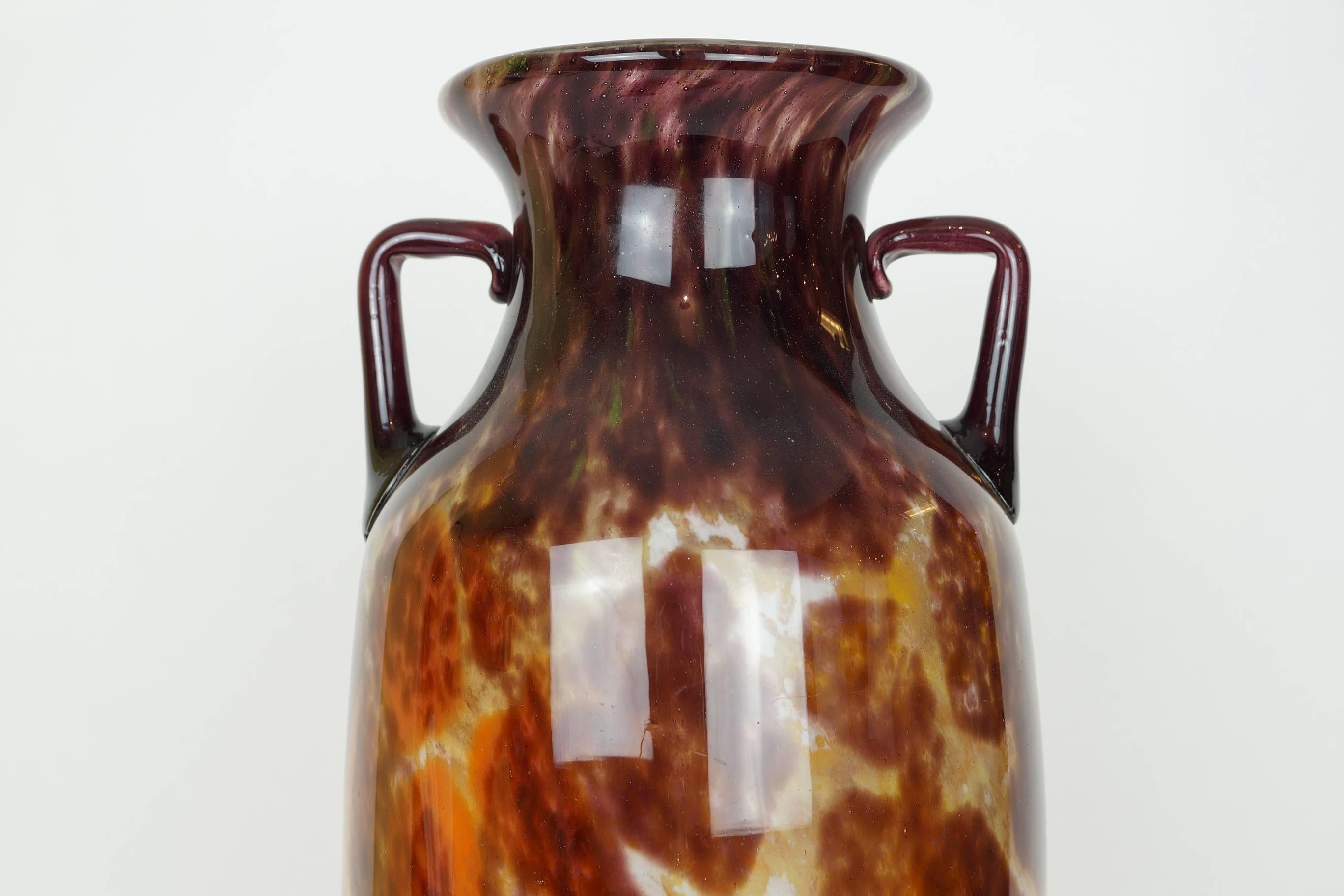 20th Century Art Nouveau Style Multi-Color Glass Vase