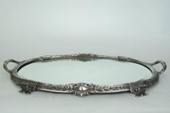 Silvered Bronze Centerpiece and Mirrored Plateau