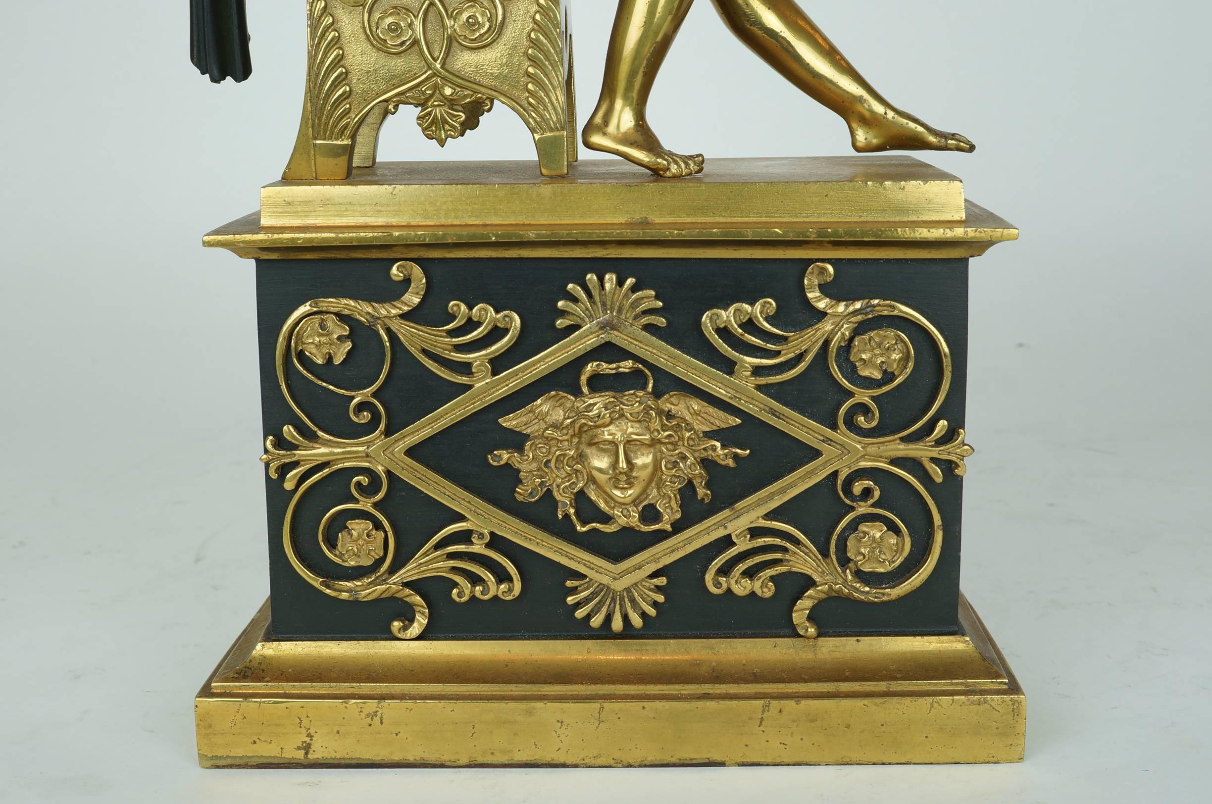 Neoclassical Pair of Bronze Fireplace Chenets In Excellent Condition In New York, NY