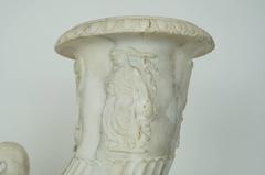 Exquisite Pair of Carved Italian Marble Sphinx Cornucopias