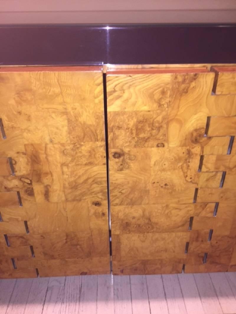 Paul Evans City Scape Burl Wood Credenza In Good Condition In New York, NY