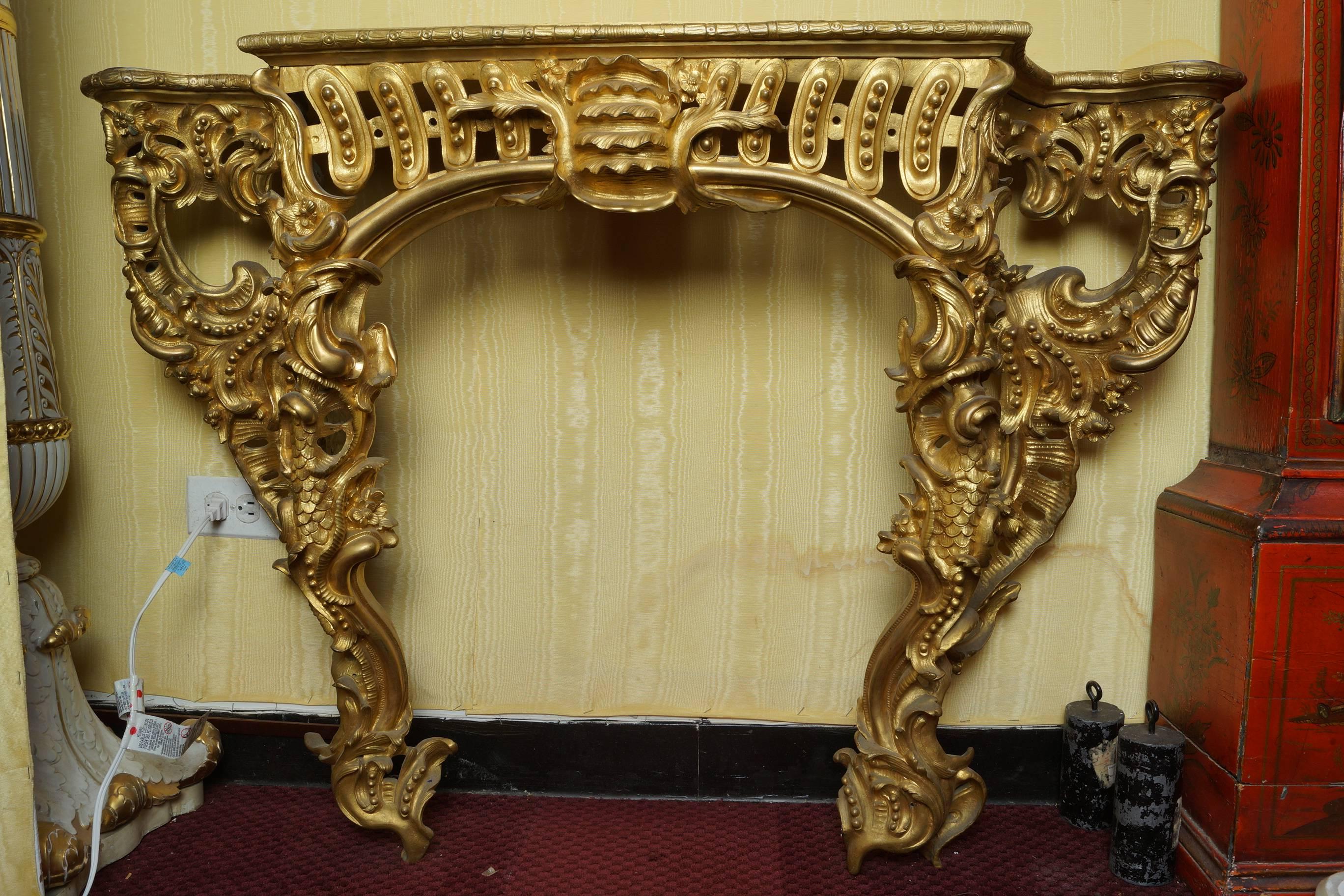 French Gilt Bronze Marble-Top Console Table 1