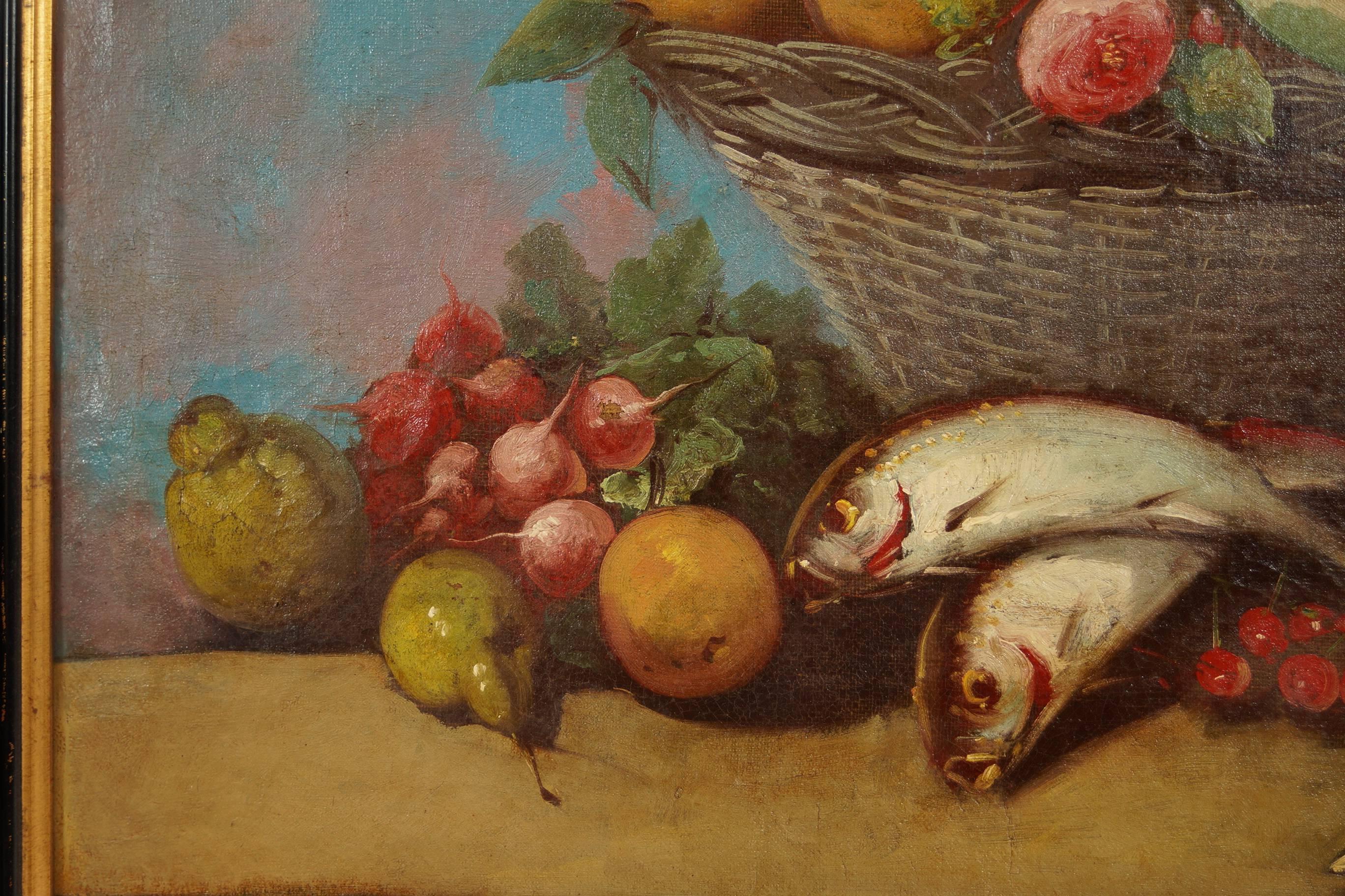 Pair of Still Life Oil on Canvas Paintings of Fruits 4