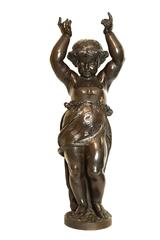 Pair of Very Large French, 19th Century Bronze Cherub Statues Signed A. Moreau