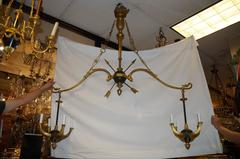 Rare French Empire Style Gilt Bronze Neoclassical Pool Table Billiard Chandelier