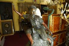 Massive Patinated Bronze Figure of an a Hunter on Camel with Dogs after P J Mene