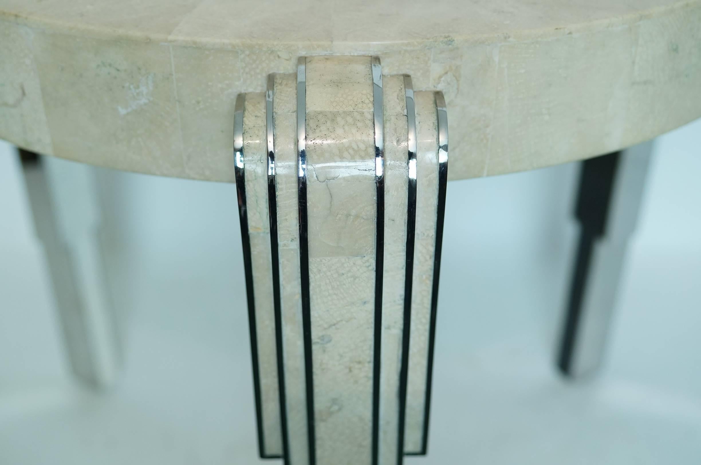 Mid-Century Art Deco Style Chrome and Marble Low Table In Excellent Condition In New York, NY