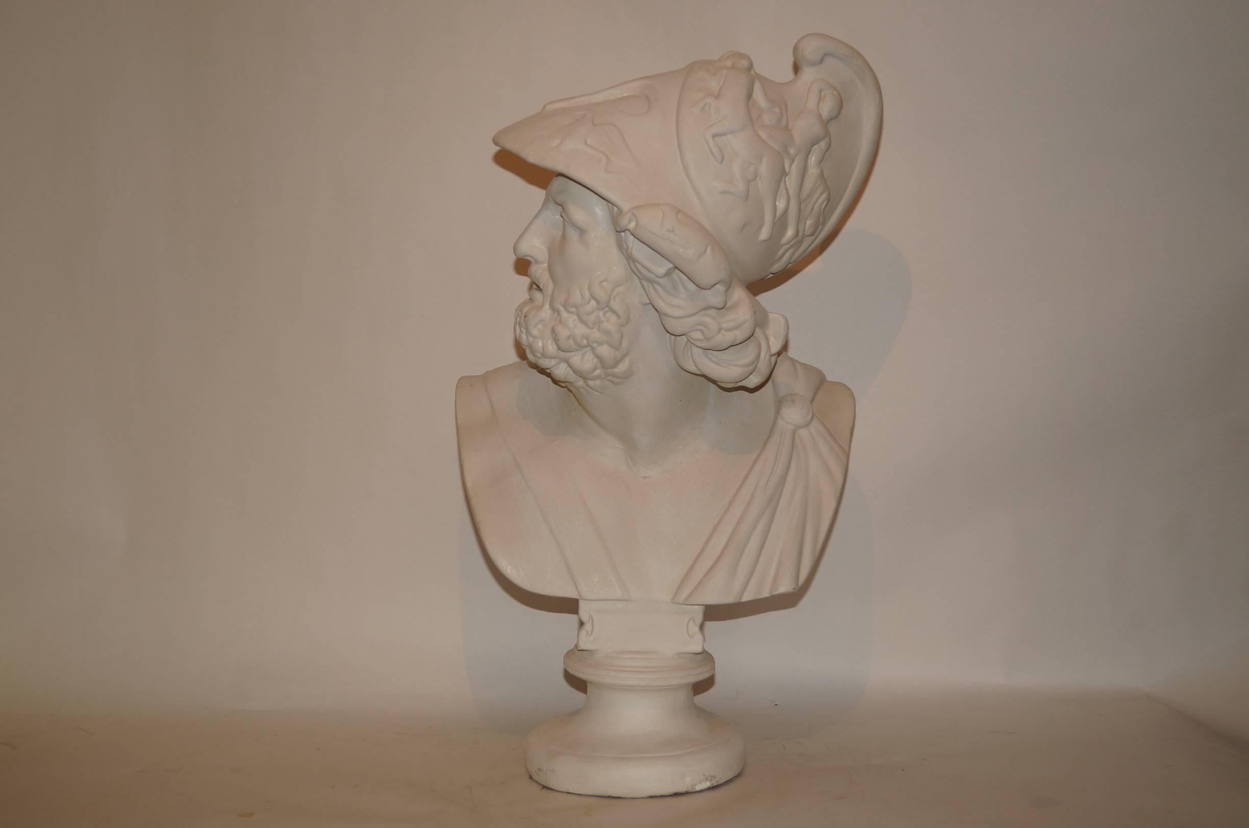 Contemporary Neoclassical Plaster Bust of a Roman Warrior