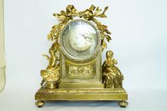 Important French Gilt Bronze Beurdeley Figural Mantel Clock
