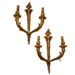 Louis XV Style Torch Form Two-Light Sconces