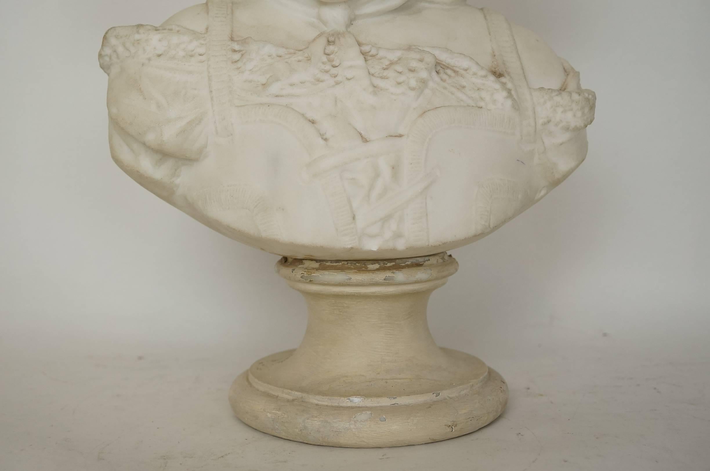Italian 19th Century Marble Bust of a Girl by Pugi of Firenze For Sale 1