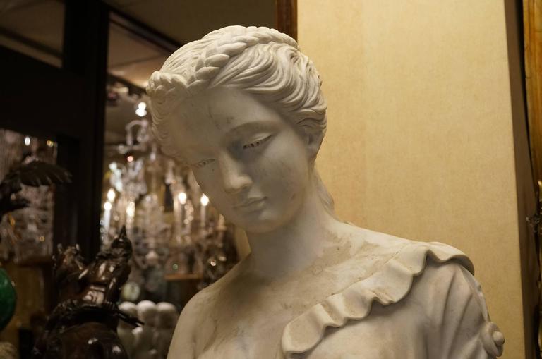 19th Century life-size Italian marble statue/ Lorenzo de 