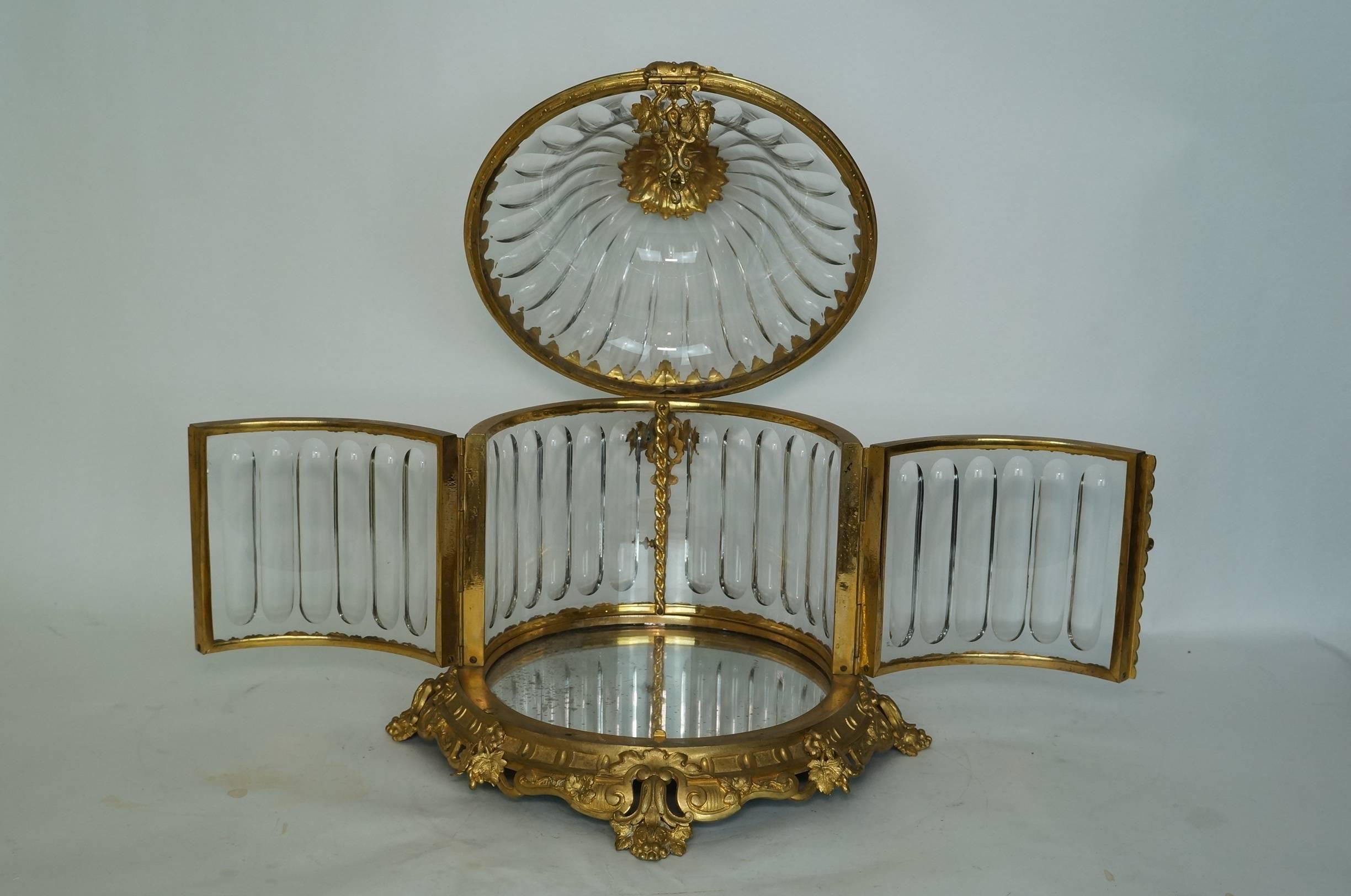 French Baccarat Bronze-Mounted Red to Clear Tantalus Set