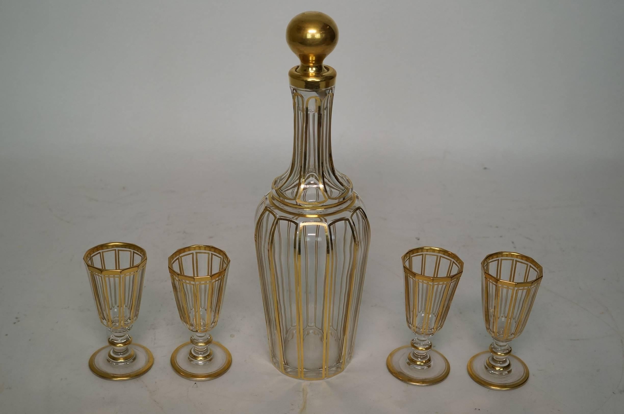 Baccarat Bronze-Mounted Red to Clear Tantalus Set 3