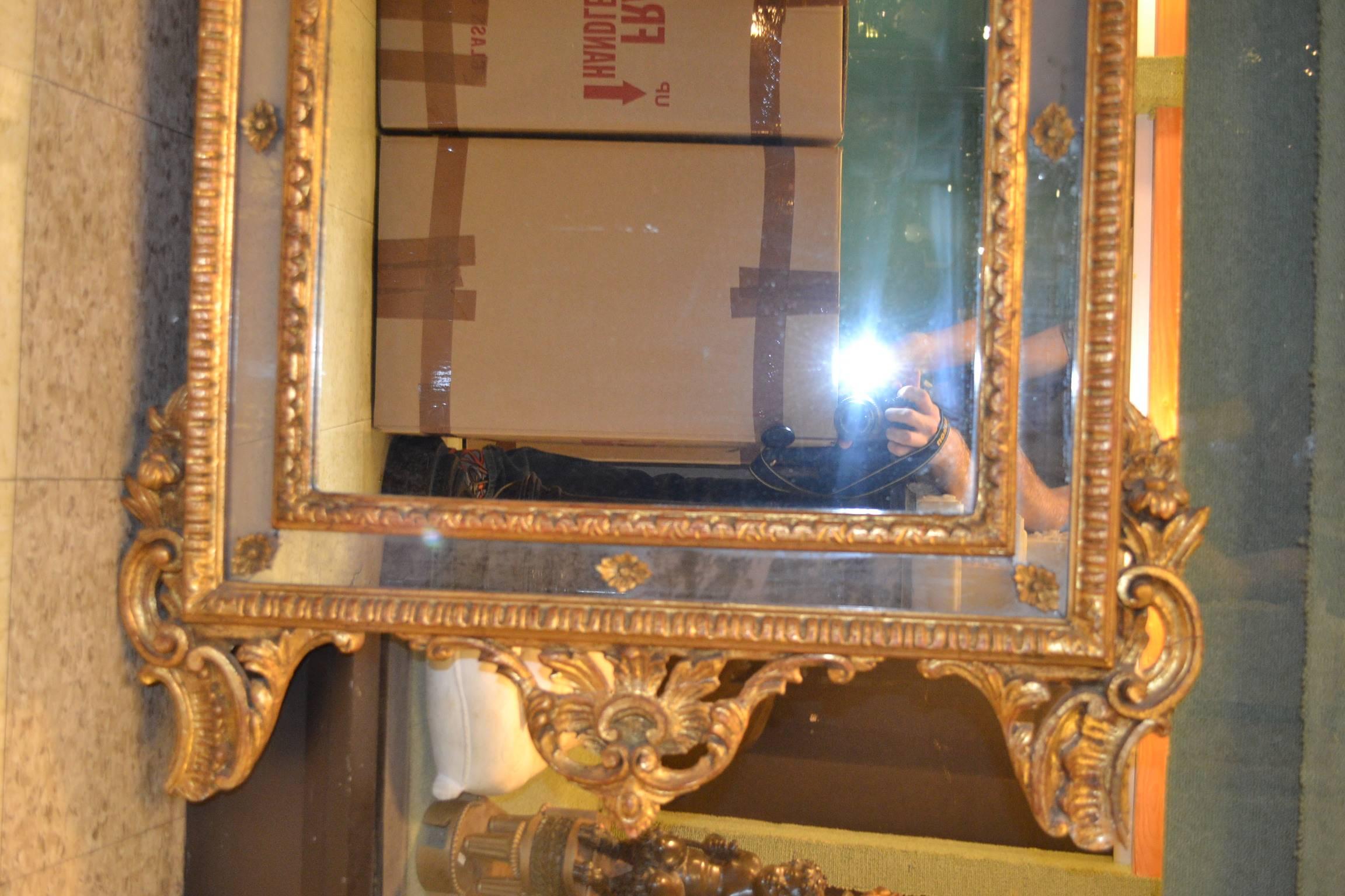 Italian Roccoco Venetian Style Giltwood and Gesso Mirror For Sale