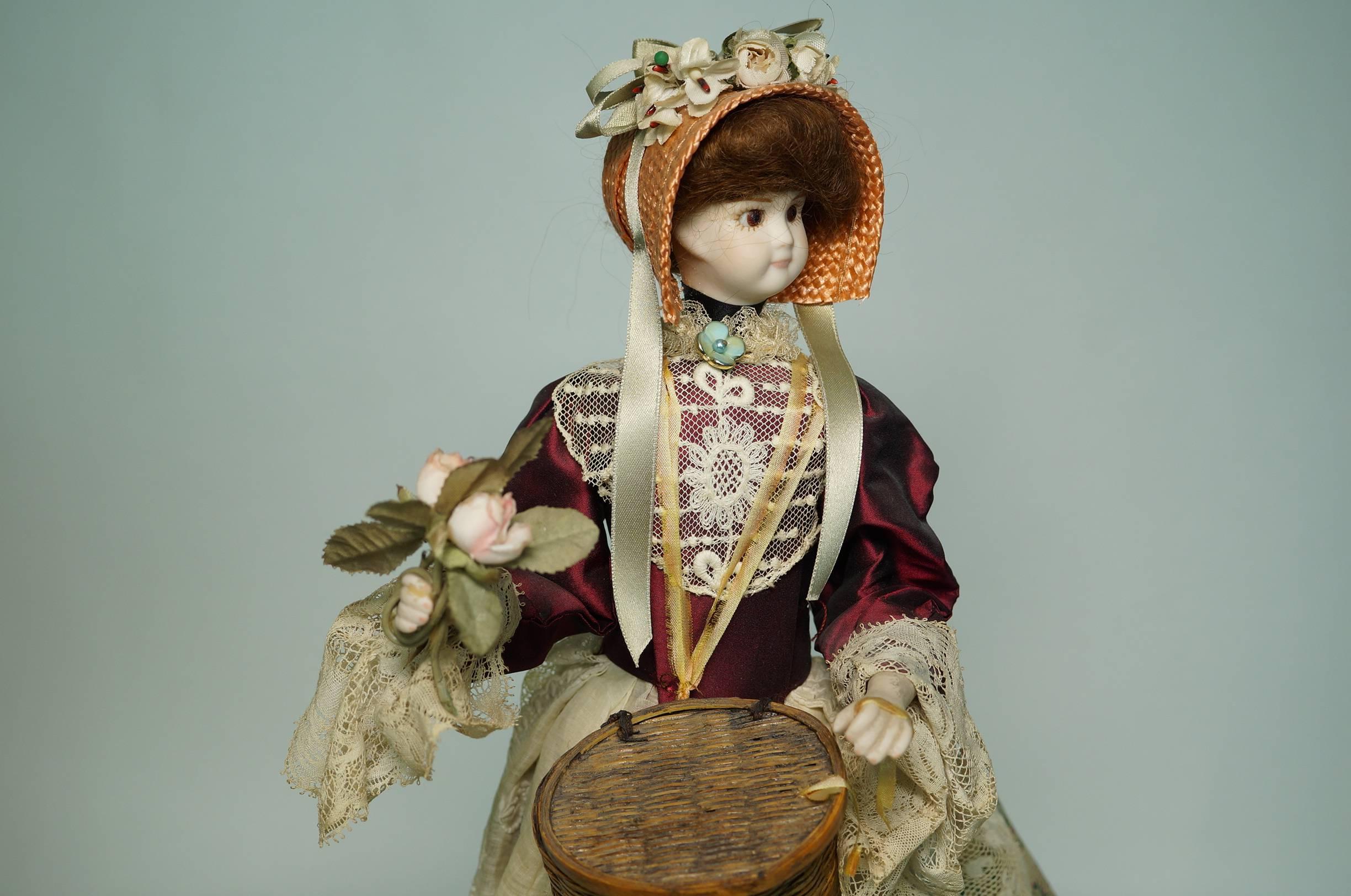 Automaton Figure of a Standing Girl Holding Flowers Playing Music 1