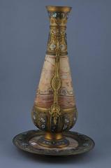 French Champleve Enamel and Onyx Bronze Mounted Vase