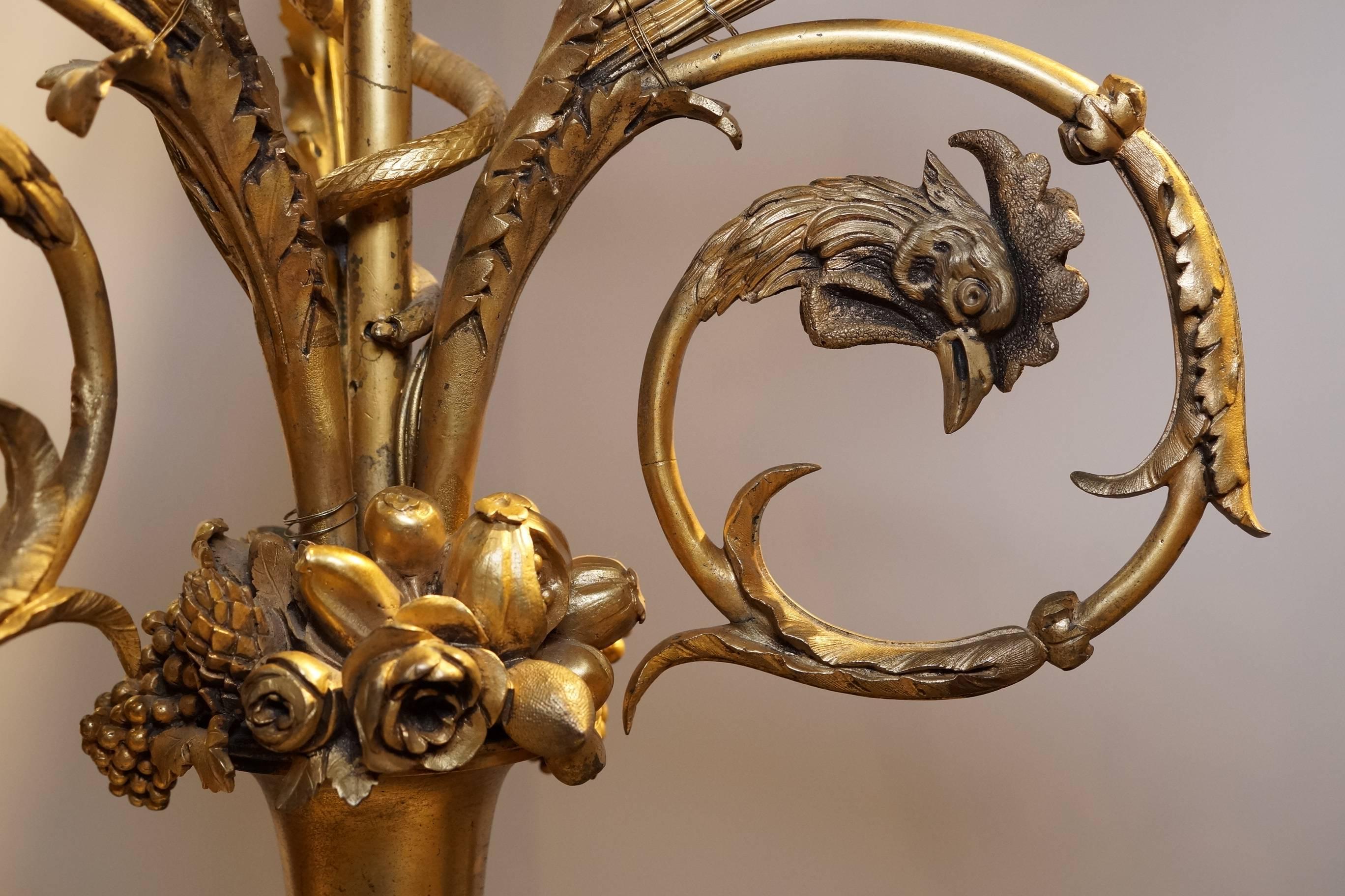 19th Century Pair of French Louis XVI Style Ormolu and Patinated Marble and Bronze Candelabra For Sale