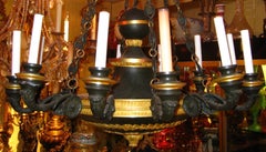 Empire Style Ormolu and Patinated Bronze Twelve-Light Chandelier