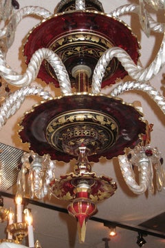 Bohemian Ruby Red Glass Chandelier