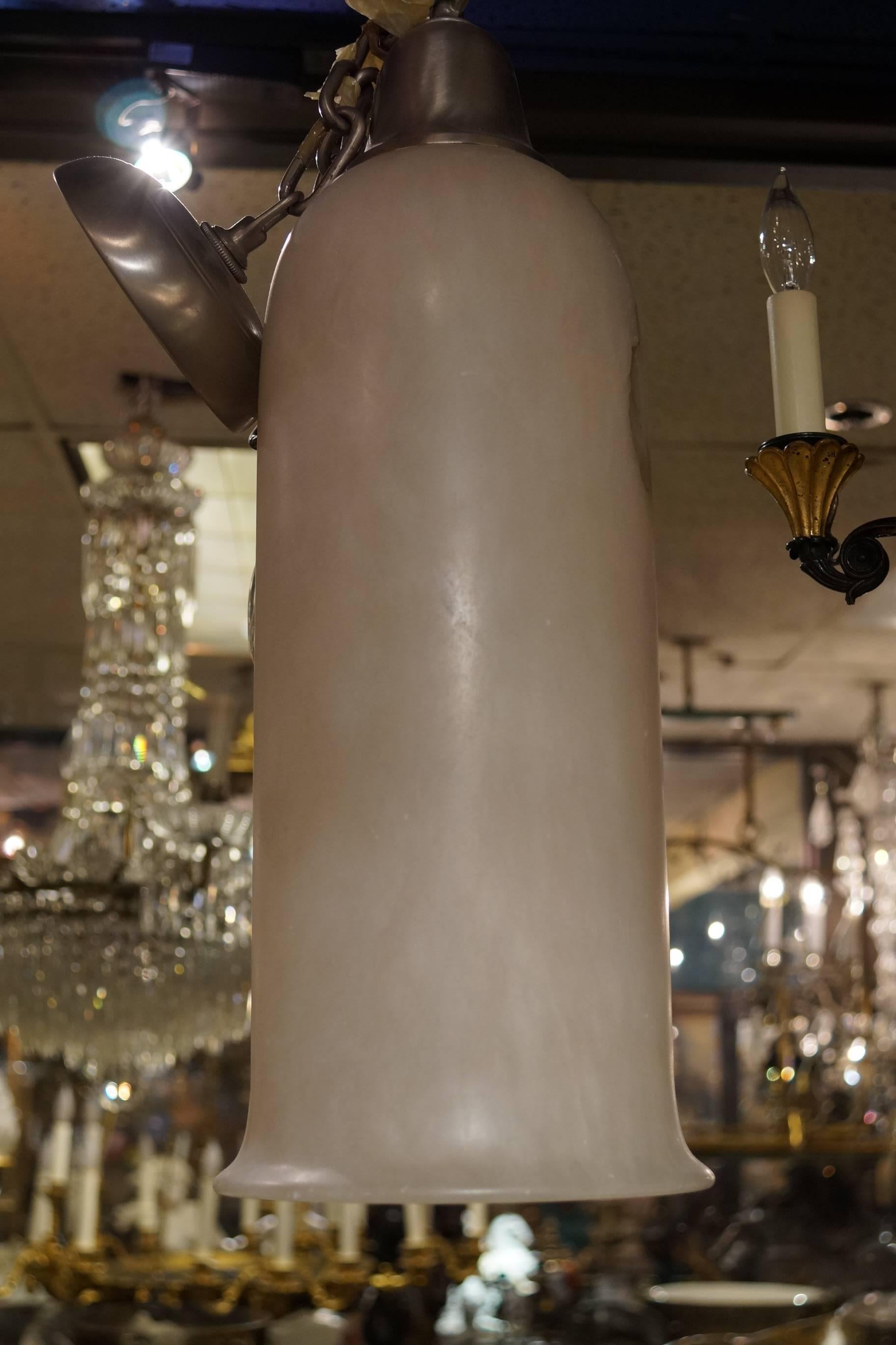 Mid century tall cylinder form alabaster chandelier
Stock Number: L331