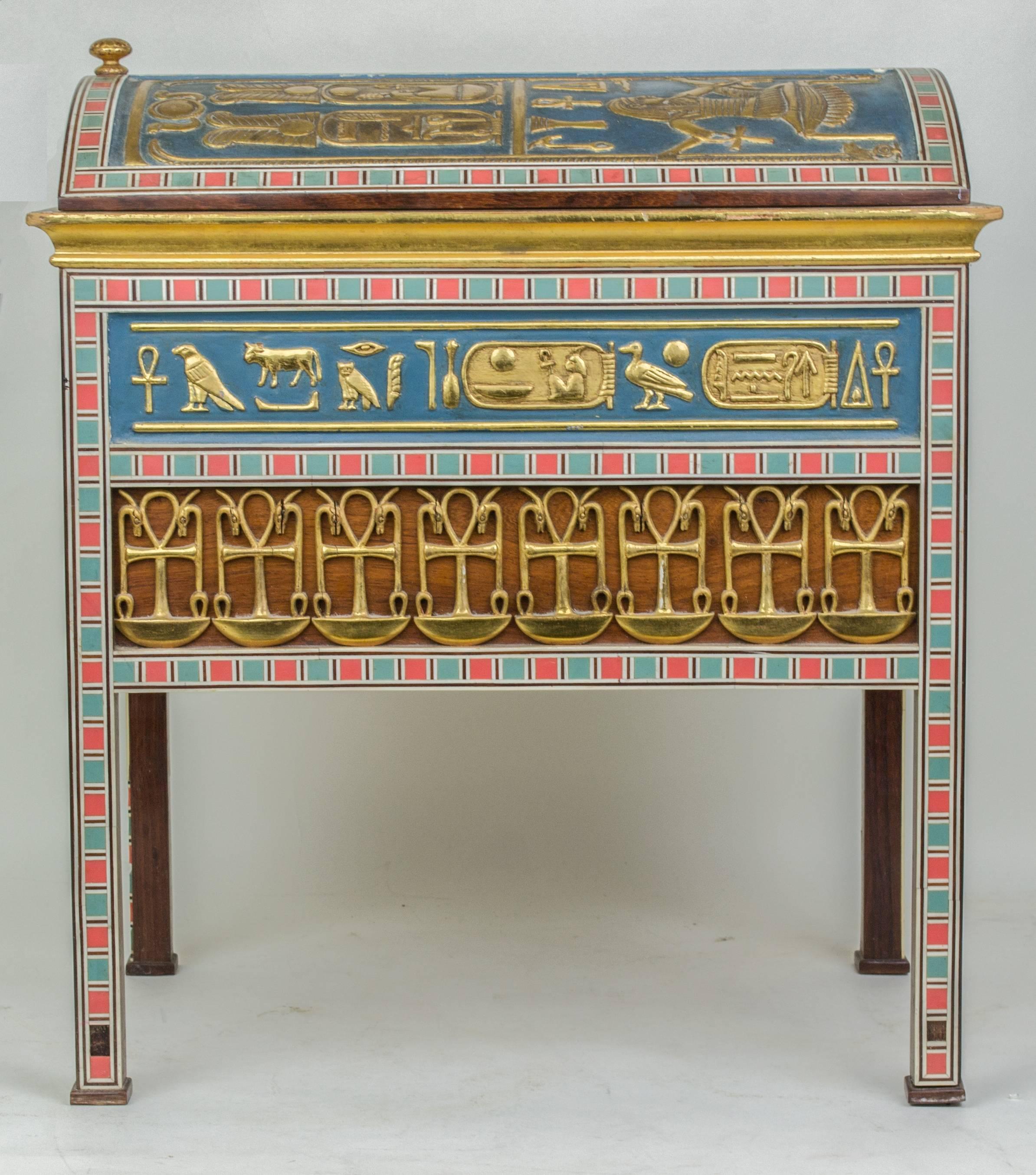 An unusual Egyptian Revival footed jewelry box.
Stock number: DA60.