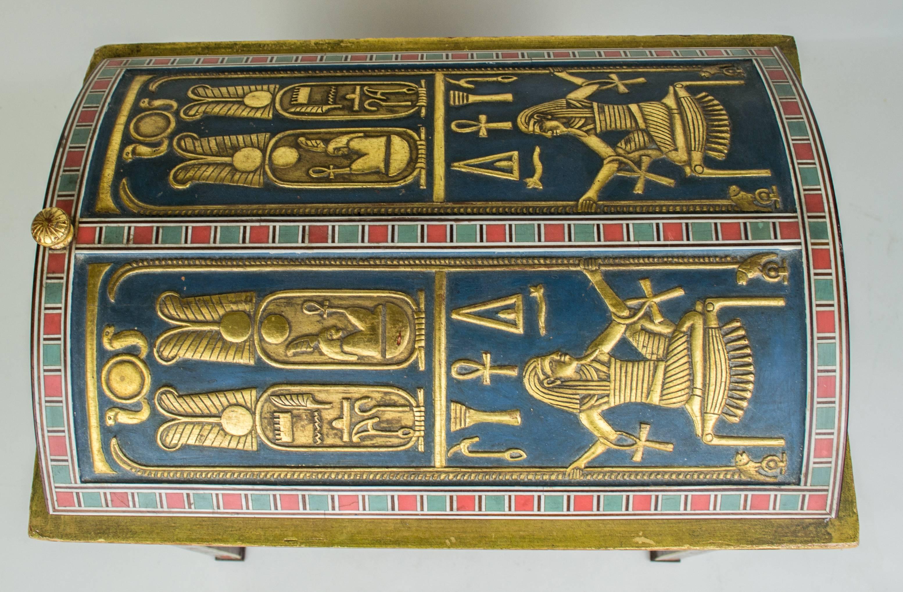 Egyptian Revival Footed Jewelry Box Humidor In Excellent Condition In New York, NY