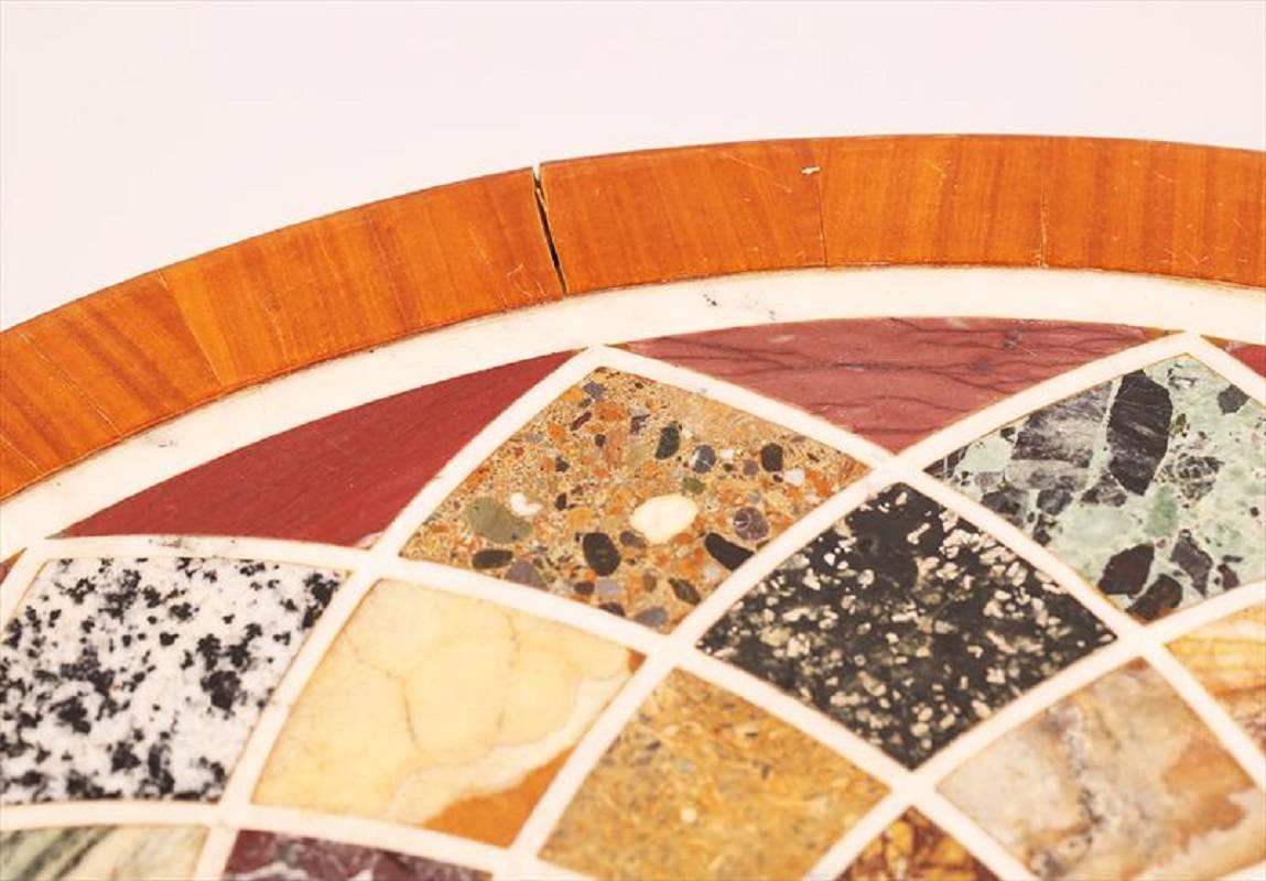 Fantastic Mosaic Inlaid Specimen Round Center Table with Bronze Claw Feet 1