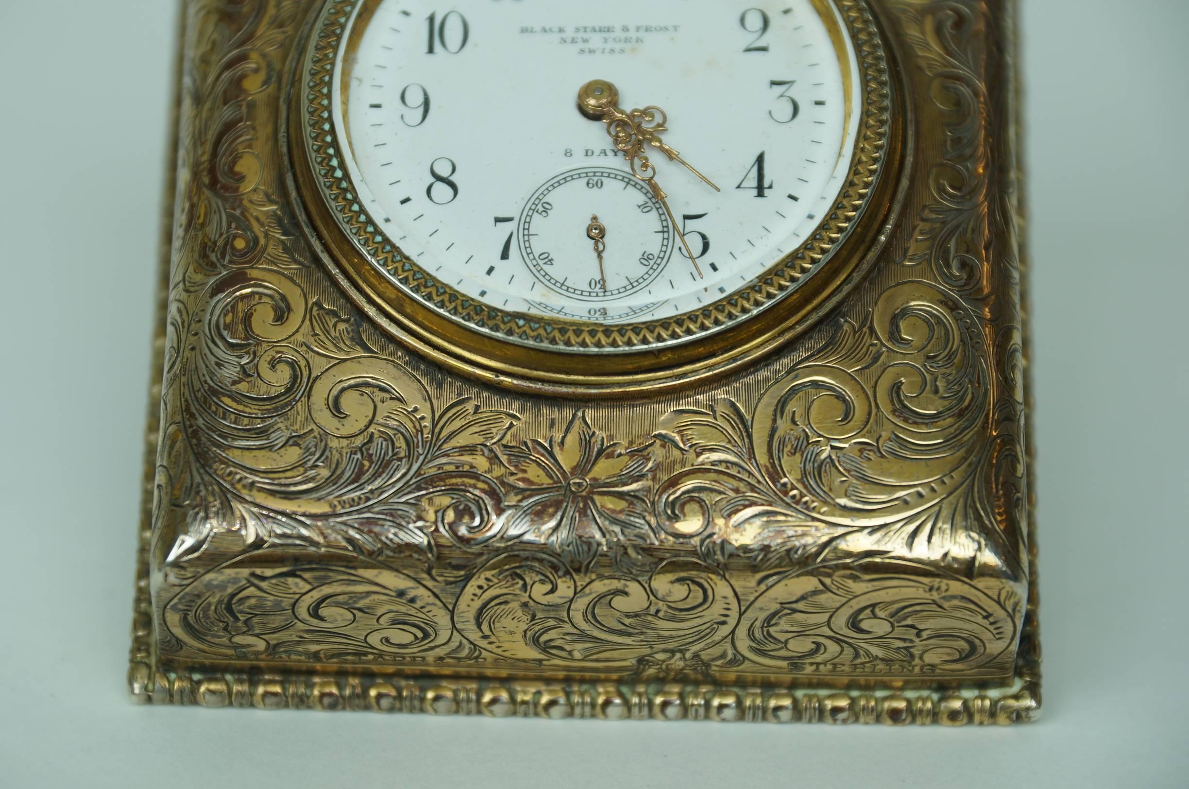 Fine Silver Desk Clock by Black Starr and Frost In Good Condition In New York, NY