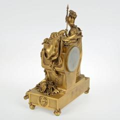 French Napoleon III Gilt Bronze Figural Three-Piece Clock Garniture