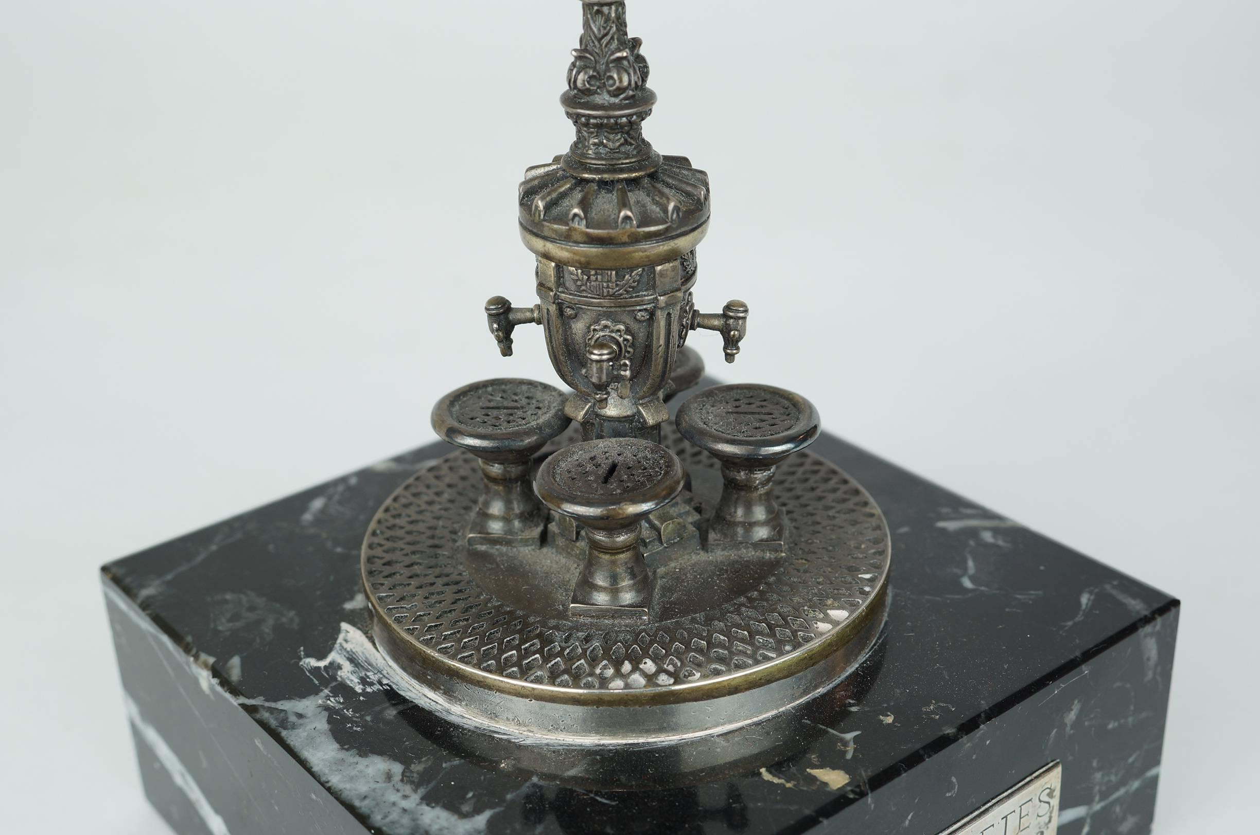 Pair of Silver Miniature-Form Floor Torcheres on Marble Bases In Excellent Condition In New York, NY