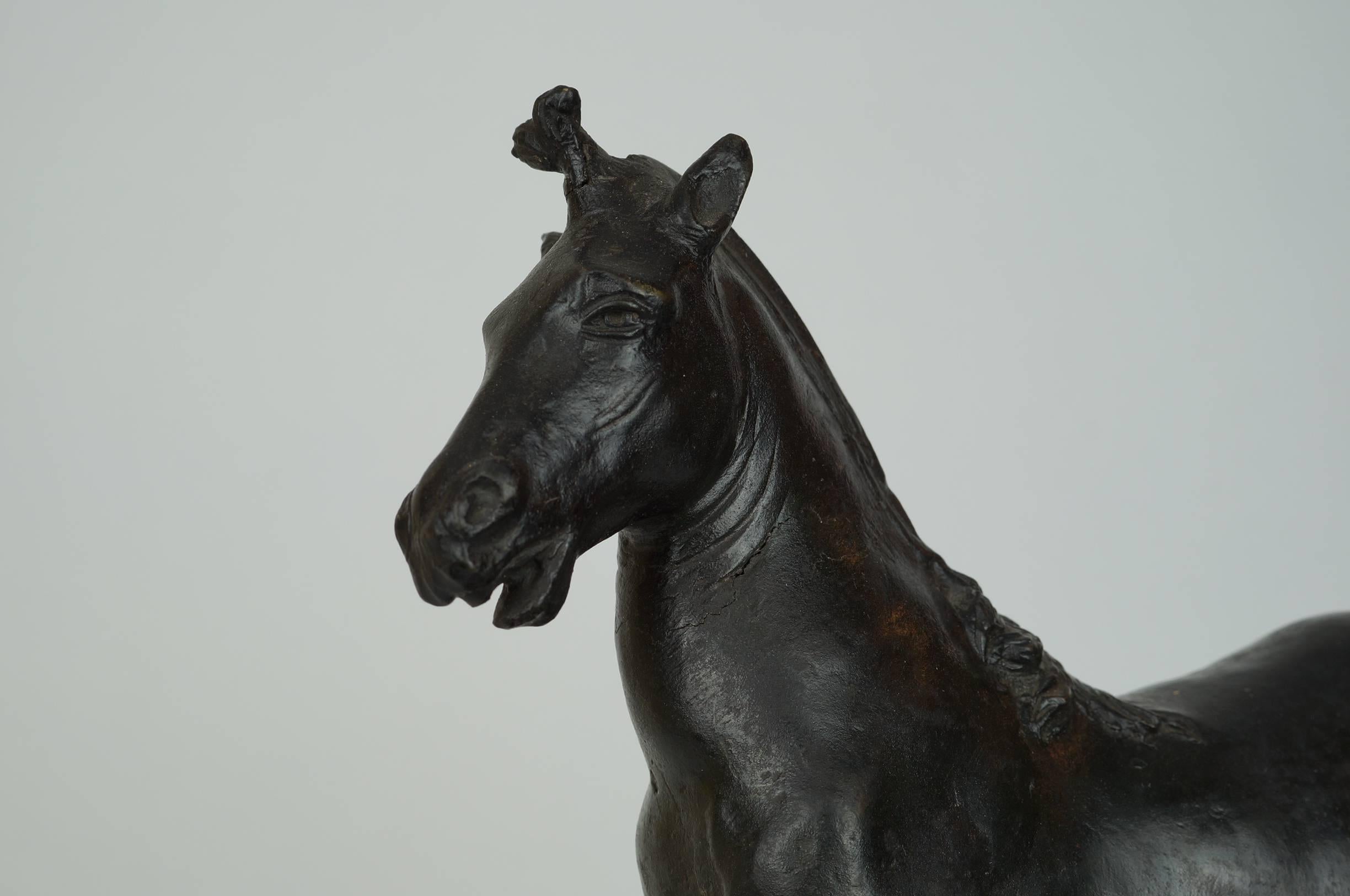 Unknown Patinated Bronze Figure of a Horse on Marble Base