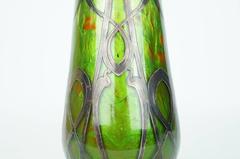 Art Nouveau Tiffany Style Silver Overlay Vase