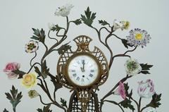 Meissen Style Porcelain and Bronze Figural Desk or Mantel Clock