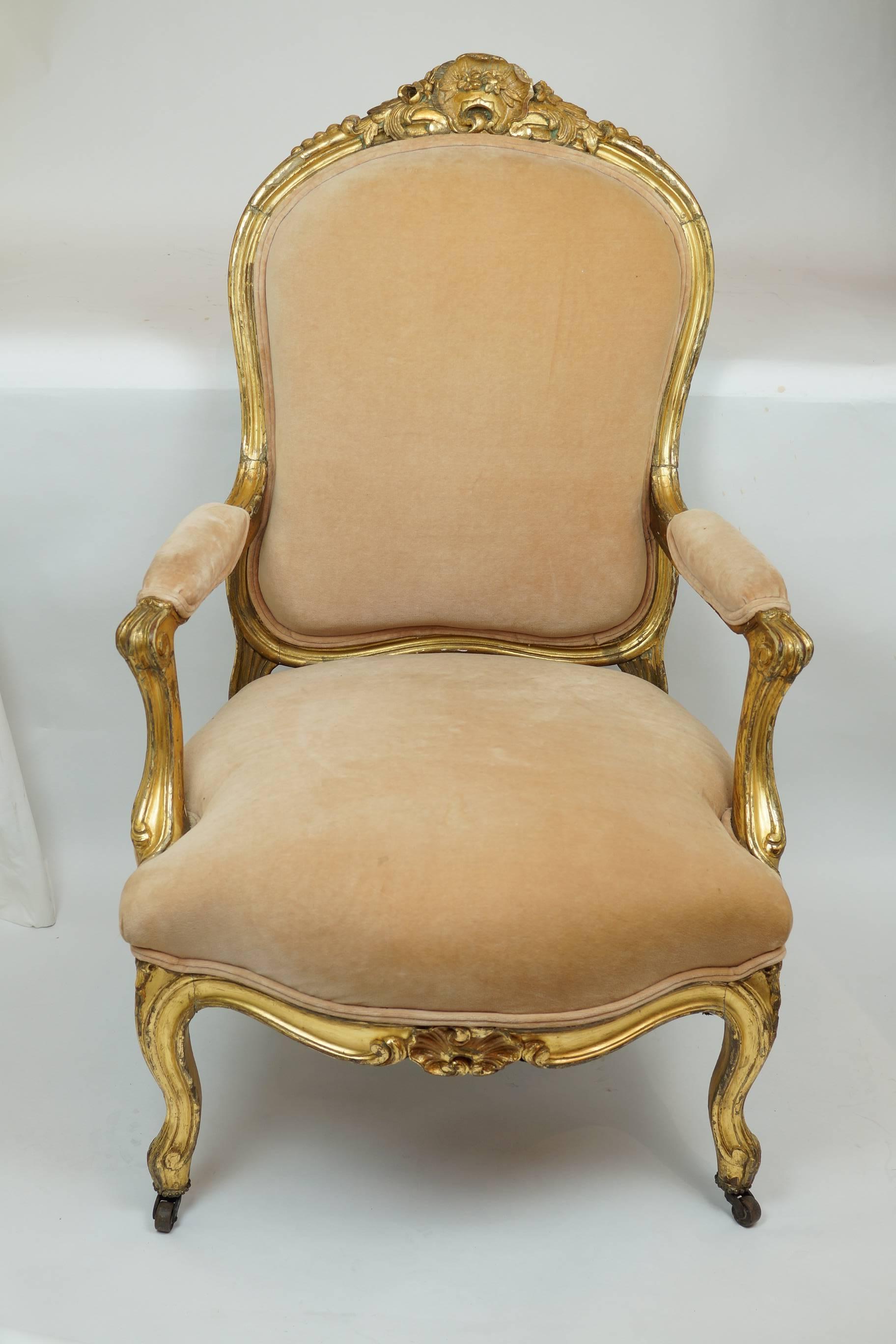 Pair of LXV Style Carved Giltwood Amchairs
Stock Number: F110