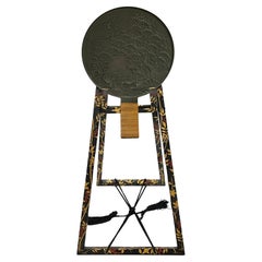 Antique Japanese Kagami Bronze Mirror on Stand